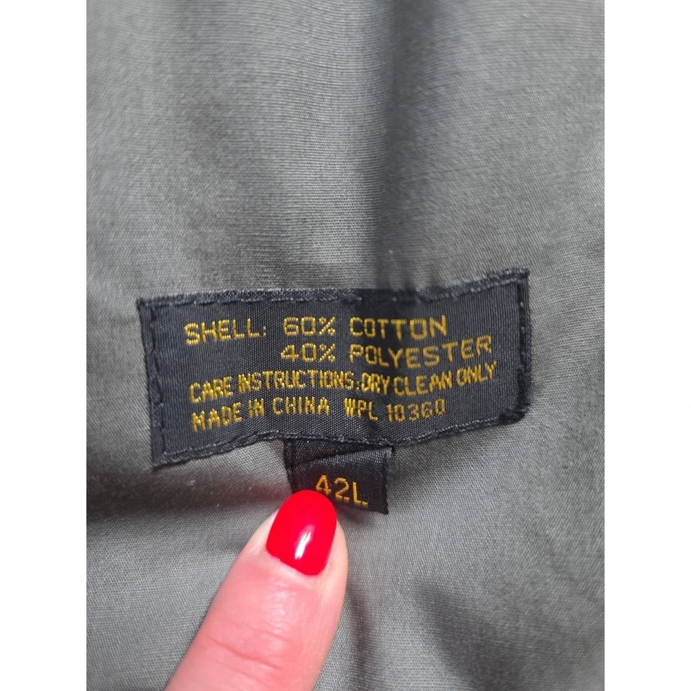 John Weitz Vtg Mens Double Breasted Trench Coat 42L Olive Grey Duster
